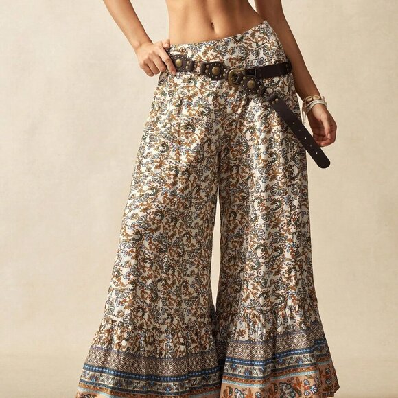 Multicolor Boho Women's Woven Printed High Waist Pants - Picture 6 of 7